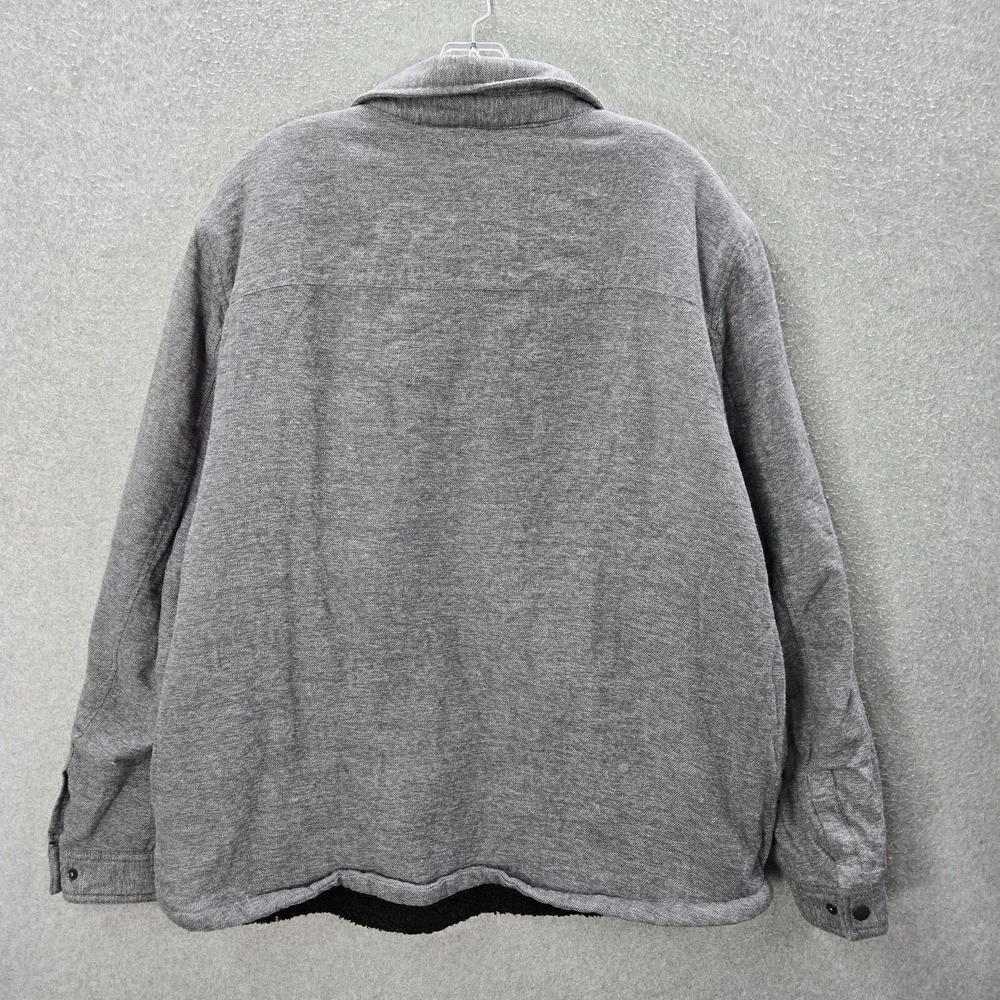Levi Men Jacket XL Gray Heather Sherpa Lined Shirt Shacket Pockets Collar‎